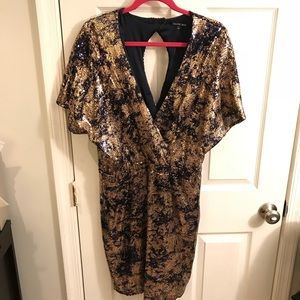 Gianni Bini Gold and Navy Sequin Dress- size L!